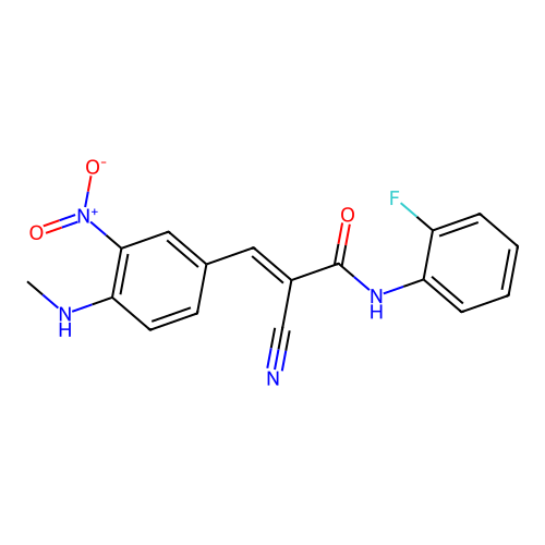 2-cyano-N-(2-fluorophenyl)-3-[4-(methylamino)-3-nitrophenyl]prop-2-enamide structure