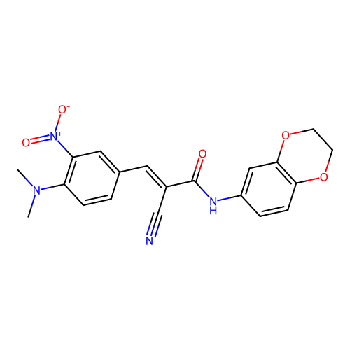 (E)-2-cyano-N-(2,3-dihydro-1,4-benzodioxin-6-yl)-3-[4-(dimethylamino)-3-nitrophenyl]prop-2-enamide structure