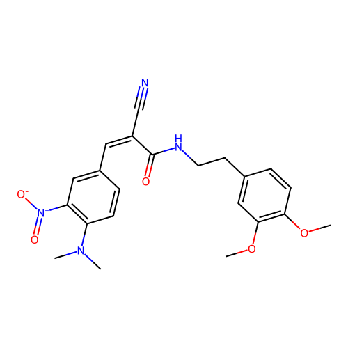 2-cyano-N-[2-(3,4-dimethoxyphenyl)ethyl]-3-[4-(dimethylamino)-3-nitrophenyl]prop-2-enamide structure