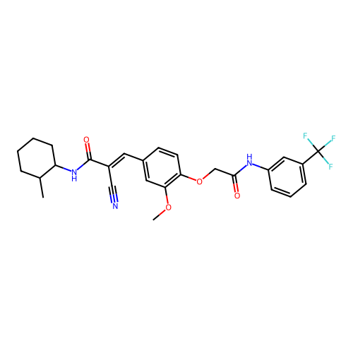 2-cyano-3-[3-methoxy-4-({[3-(trifluoromethyl)phenyl]carbamoyl}methoxy)phenyl]-n-(2-methylcyclohexyl)prop-2-enamide structure