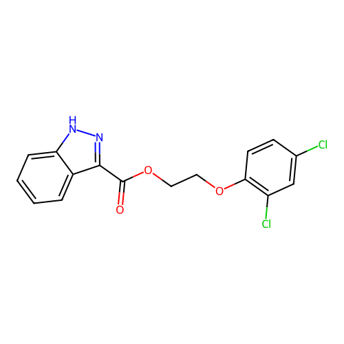 2-(2,4-dichlorophenoxy)ethyl 1H-indazole-3-carboxylate structure