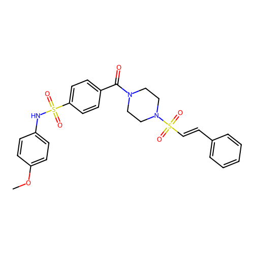 N-(4-methoxyphenyl)-4-[4-[(E)-2-phenylethenyl]sulfonylpiperazine-1-carbonyl]benzenesulfonamide structure
