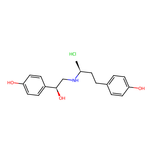 4-[(3S)-3-[[(2R)-2-hydroxy-2-(4-hydroxyphenyl)ethyl]amino]butyl]phenol Hydrochloride structure