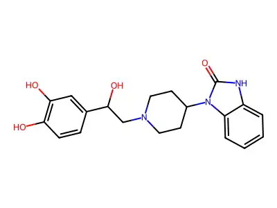 ((Dihydroxy-3,4 phenyl)-2 hydroxy-2) ethyl-1 (oxo-2 benzimidazolinyl-1)-4 piperidine [French] structure