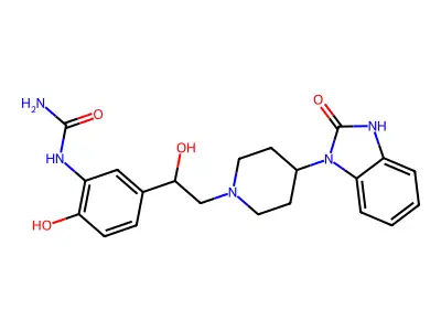 ((Ureido-3 hydroxy-4 phenyl)-2 hydroxy-2) ethyl-1 (oxo-2 benzimidazolinyl-1)-4 piperidine structure
