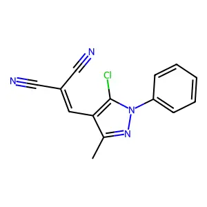 2-[(5-chloro-3-methyl-1-phenyl-1H-pyrazol-4-yl)methylidene]malononitrile structure