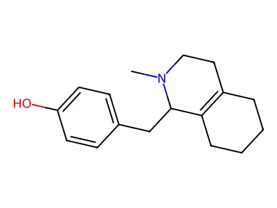 (-)-1-(p-Hydroxybenzyl)-2-methyl-1,2,3,4,5,6,7,8-octahydroisoquinoline structure