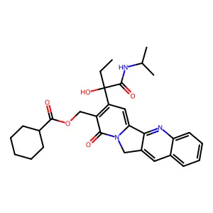 Oxoindolizino(1,2-b)quinoline-8-yl)methyl cyclohexanecarboxylate structure