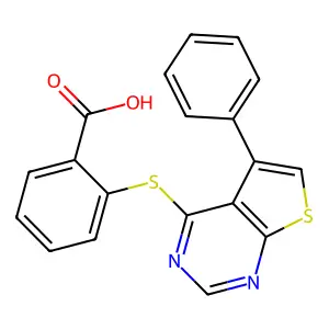 2-[(5-Phenylthieno[2,3-d]pyrimidin-4-yl)thio]benzoic acid structure