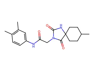 N-(3,4-dimethylphenyl)-2-(8-methyl-2,4-dioxo-1,3-diazaspiro[4.5]decan-3-yl)acetamide structure