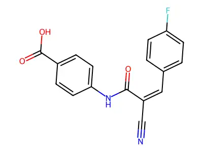 4-[2-Cyano-3-(4-fluorophenyl)prop-2-enamido]benzoic acid structure