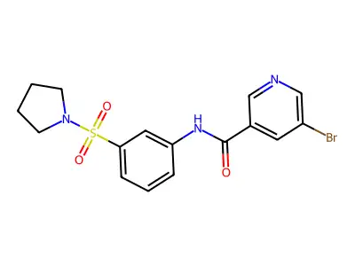 5-bromo-N-(3-pyrrolidin-1-ylsulfonylphenyl)pyridine-3-carboxamide structure