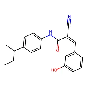 N-(4-butan-2-ylphenyl)-2-cyano-3-(3-hydroxyphenyl)prop-2-enamide structure