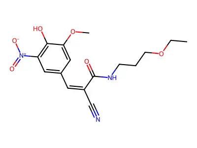 (Z)-2-Cyano-N-(3-ethoxypropyl)-3-(4-hydroxy-3-methoxy-5-nitrophenyl)prop-2-enamide structure