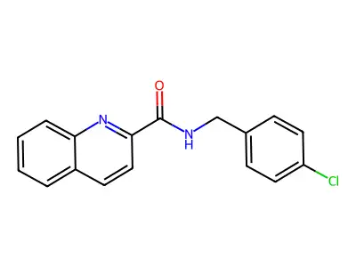 N-[(4-chlorophenyl)methyl]quinoline-2-carboxamide structure