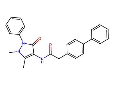 N-(1,5-dimethyl-3-oxo-2-phenylpyrazol-4-yl)-2-(4-phenylphenyl)acetamide structure