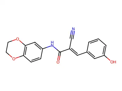 2-cyano-N-(2,3-dihydro-1,4-benzodioxin-6-yl)-3-(3-hydroxyphenyl)prop-2-enamide structure