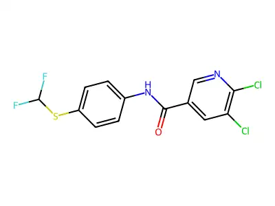 5,6-dichloro-N-{4-[(difluoromethyl)sulfanyl]phenyl}pyridine-3-carboxamide structure