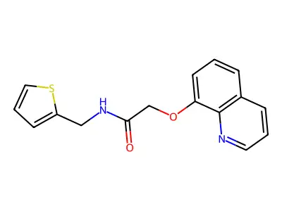 2-quinolin-8-yloxy-N-(thiophen-2-ylmethyl)acetamide structure