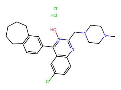 Quinazolinium, 6-chloro-3-hydroxy-2-((4-methyl-1-piperazinyl)methyl)-4-(6,7,8,9-tetrahydro-5H-benzocyclohepten-2-yl)-, chloride, monohydrochloride, hydrate structure
