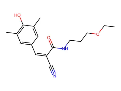 (Z)-2-Cyano-N-(3-ethoxypropyl)-3-(4-hydroxy-3,5-dimethylphenyl)prop-2-enamide structure