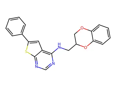 N-[(2,3-dihydro-1,4-benzodioxin-2-yl)methyl]-6-phenylthieno[2,3-d]pyrimidin-4-amine structure