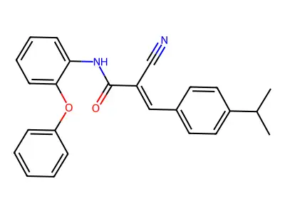 (E)-2-cyano-N-(2-phenoxyphenyl)-3-(4-propan-2-ylphenyl)prop-2-enamide structure