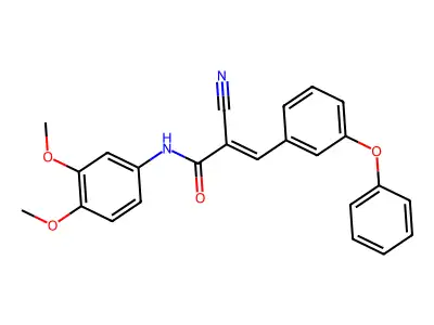 2-cyano-N-(3,4-dimethoxyphenyl)-3-(3-phenoxyphenyl)prop-2-enamide structure
