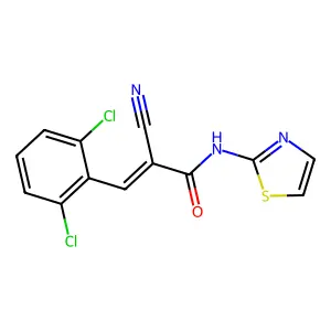 2-cyano-3-(2,6-dichlorophenyl)-N-(1,3-thiazol-2-yl)prop-2-enamide structure
