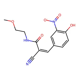 (Z)-2-Cyano-3-(4-hydroxy-3-nitrophenyl)-N-(2-methoxyethyl)prop-2-enamide structure