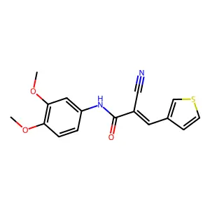 2-cyano-N-(3,4-dimethoxyphenyl)-3-(thiophen-3-yl)prop-2-enamide structure