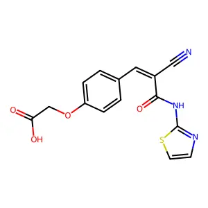 2-(4-{2-Cyano-2-[(1,3-thiazol-2-yl)carbamoyl]eth-1-en-1-yl}phenoxy)acetic acid structure