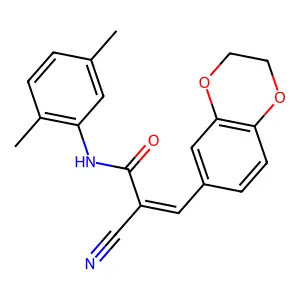 (Z)-2-Cyano-3-(2,3-dihydro-1,4-benzodioxin-6-yl)-N-(2,5-dimethylphenyl)prop-2-enamide structure
