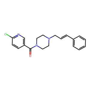 (6-chloropyridin-3-yl)-[4-[(E)-3-phenylprop-2-enyl]piperazin-1-yl]methanone structure