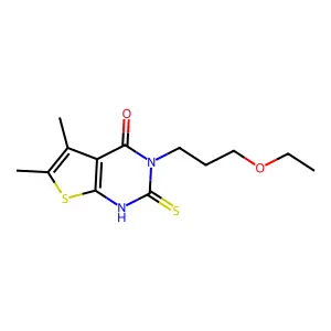 3-(3-ethoxypropyl)-5,6-dimethyl-2-sulfanyl-3H,4H-thieno[2,3-d]pyrimidin-4-one structure