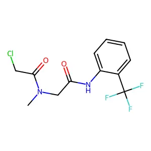 2-chloro-N-methyl-N-(2-oxo-2-{[2-(trifluoromethyl)phenyl]amino}ethyl)acetamide structure