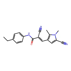 2-cyano-3-(5-cyano-1,2-dimethyl-1H-pyrrol-3-yl)-N-(4-ethylphenyl)prop-2-enamide structure