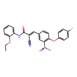 2-cyano-N-(2-ethoxyphenyl)-3-[4-(4-fluorophenoxy)-3-nitrophenyl]prop-2-enamide structure