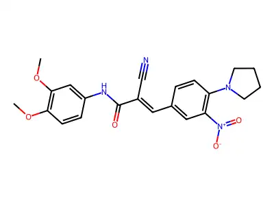 2-cyano-N-(3,4-dimethoxyphenyl)-3-(3-nitro-4-pyrrolidin-1-ylphenyl)prop-2-enamide structure