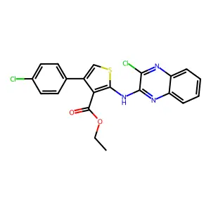 Ethyl 4-(4-chlorophenyl)-2-[(3-chloroquinoxalin-2-yl)amino]thiophene-3-carboxylate structure