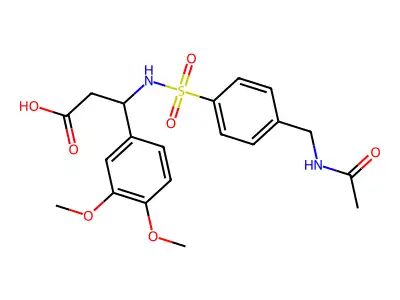 3-(3,4-Dimethoxyphenyl)-3-[4-(acetamidomethyl)benzenesulfonamido]propanoic acid structure