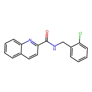 N-[(2-chlorophenyl)methyl]quinoline-2-carboxamide structure