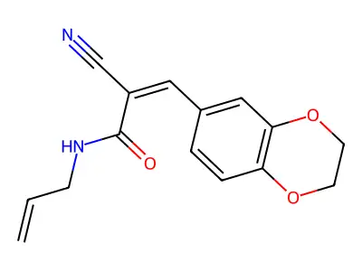 2-cyano-3-(2,3-dihydro-1,4-benzodioxin-6-yl)-N-prop-2-enylprop-2-enamide structure