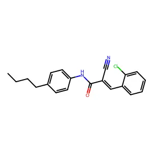 N-(4-butylphenyl)-3-(2-chlorophenyl)-2-cyanoprop-2-enamide structure