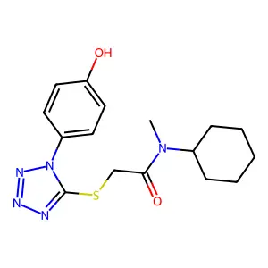 N-cyclohexyl-2-[1-(4-hydroxyphenyl)tetrazol-5-yl]sulfanyl-N-methylacetamide structure