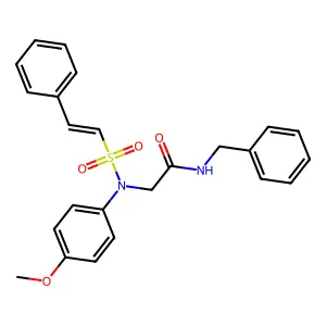 N-benzyl-2-[N-(4-methoxyphenyl)-2-phenylethenesulfonamido]acetamide structure