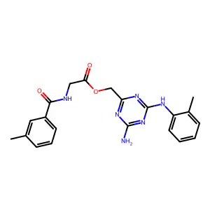 [4-amino-6-(2-methylanilino)-1,3,5-triazin-2-yl]methyl 2-[(3-methylbenzoyl)amino]acetate structure