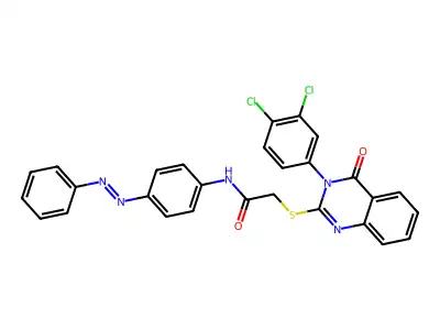 Acetamide, 2-[[3-(3,4-dichlorophenyl)-3,4-dihydro-4-oxo-2-quinazolinyl]thio]-N-[4-(2-phenyldiazenyl)phenyl]- structure