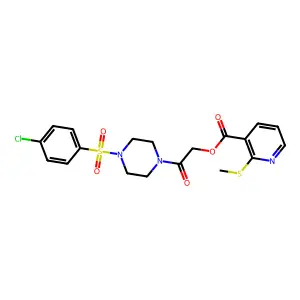 [2-[4-(4-chlorophenyl)sulfonylpiperazin-1-yl]-2-oxoethyl] 2-methylsulfanylpyridine-3-carboxylate structure