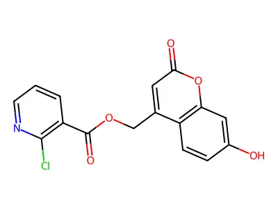 (7-hydroxy-2-oxo-2H-chromen-4-yl)methyl 2-chloropyridine-3-carboxylate structure